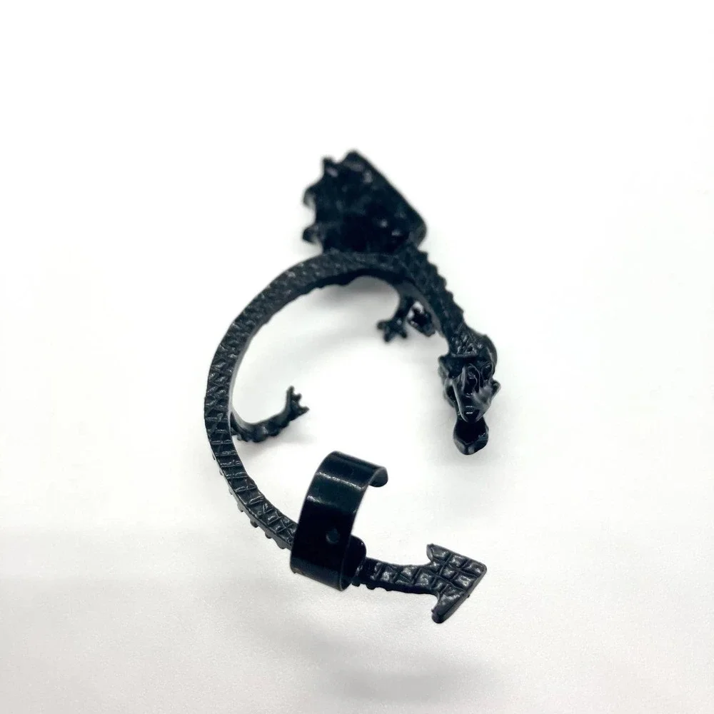 Single Left Ear Black Dragon Wrap Cuff Earring